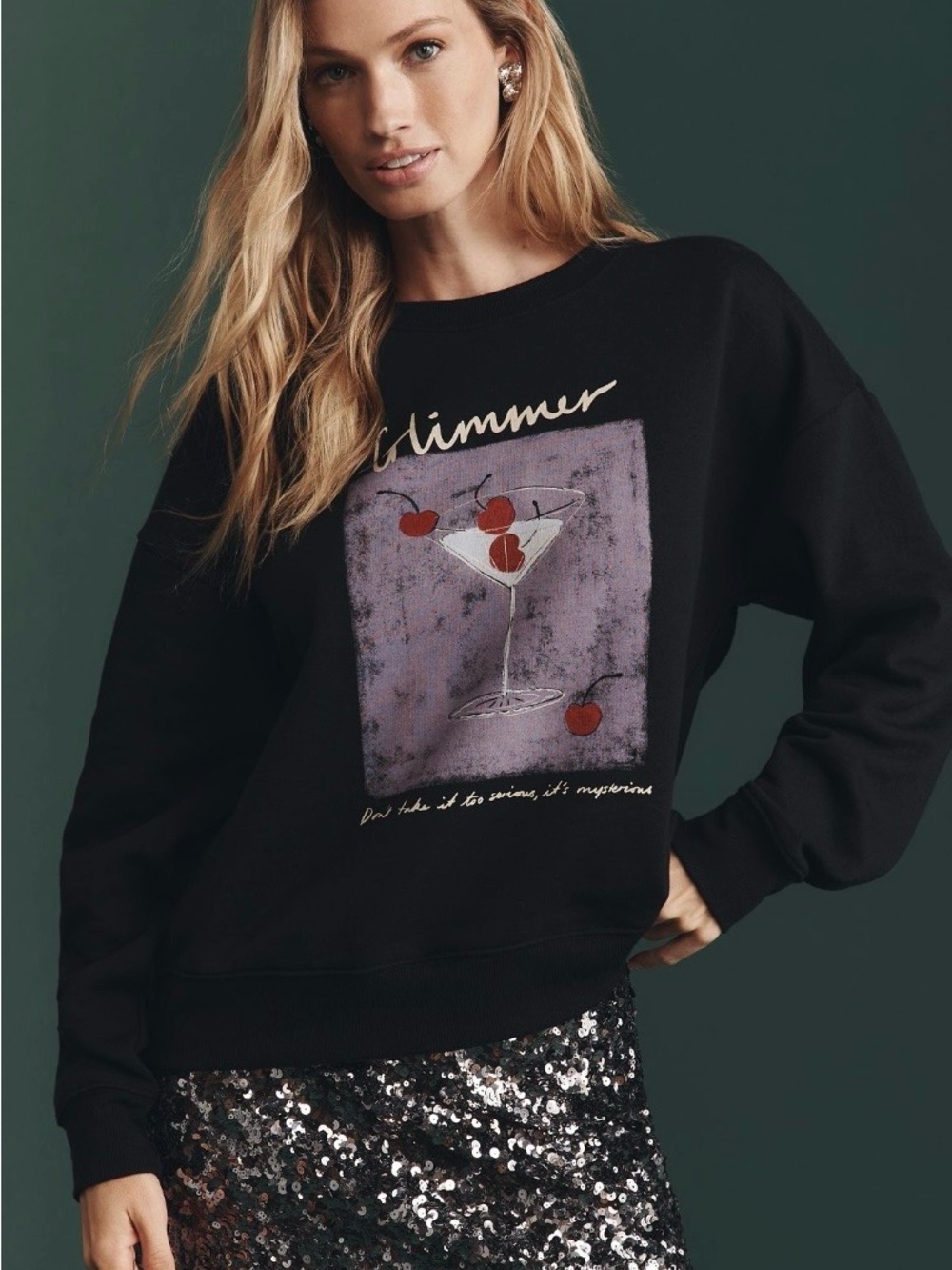 Anthropologie Maeve x Natalia Bagniewska Cocktail Sweatshirt Large NWT